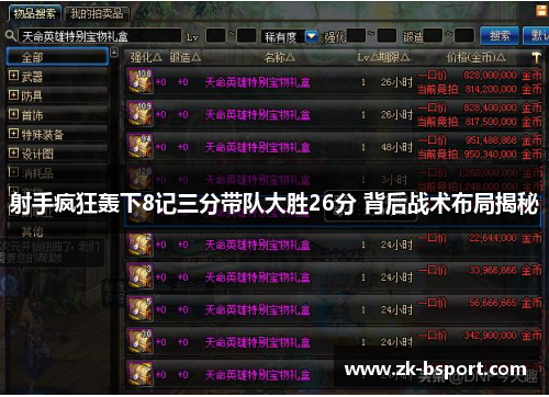 射手疯狂轰下8记三分带队大胜26分 背后战术布局揭秘 射手疯狂轰下8记三分带队大胜26分 背后战术布局揭秘